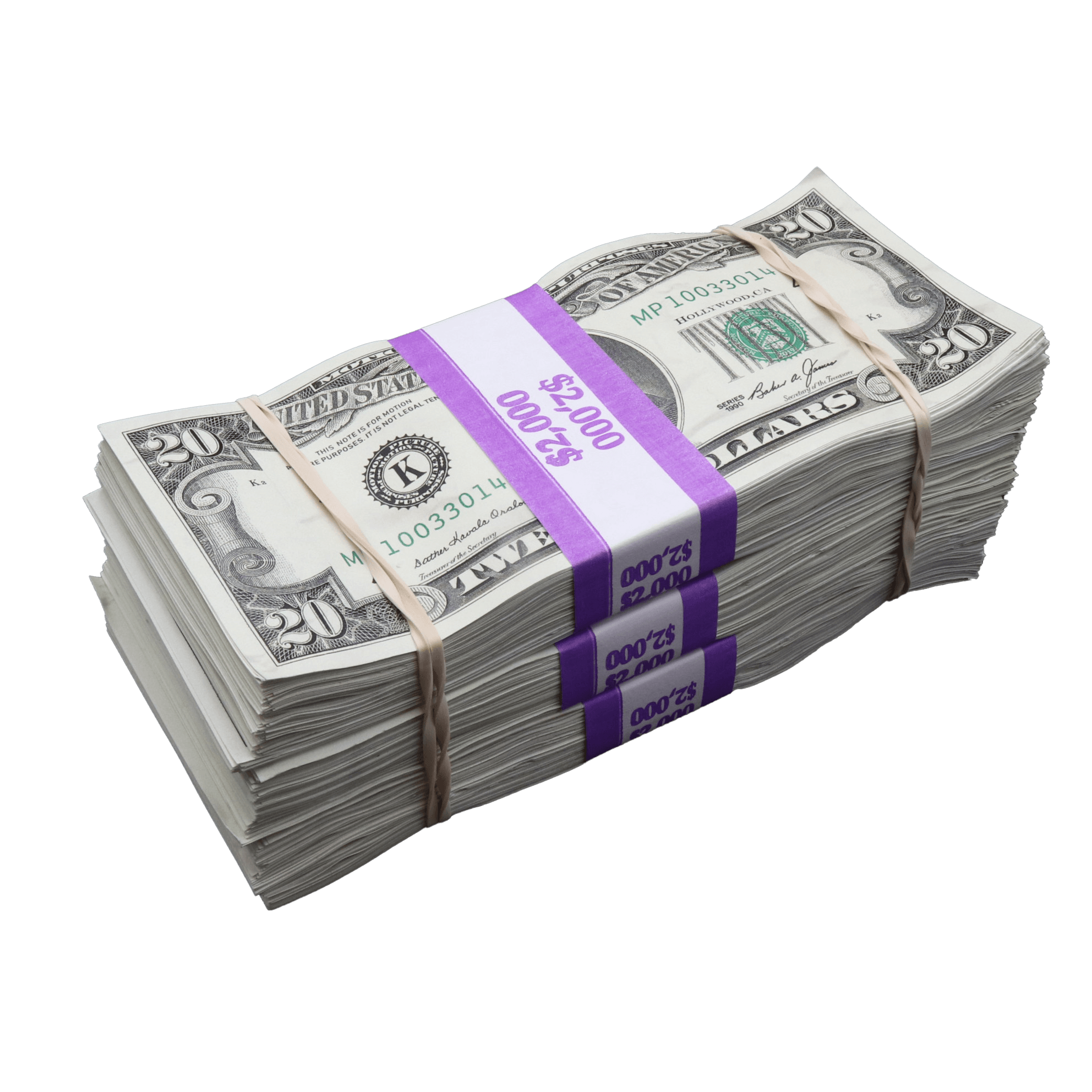 $6,000 RealAged® Full Print 1990 Series Stacks Bundle By Prop Money Inc.