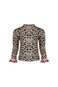 ruffle rashguard (leopard/ribbed blush)