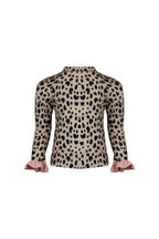 ruffle rashguard (leopard/ribbed blush)