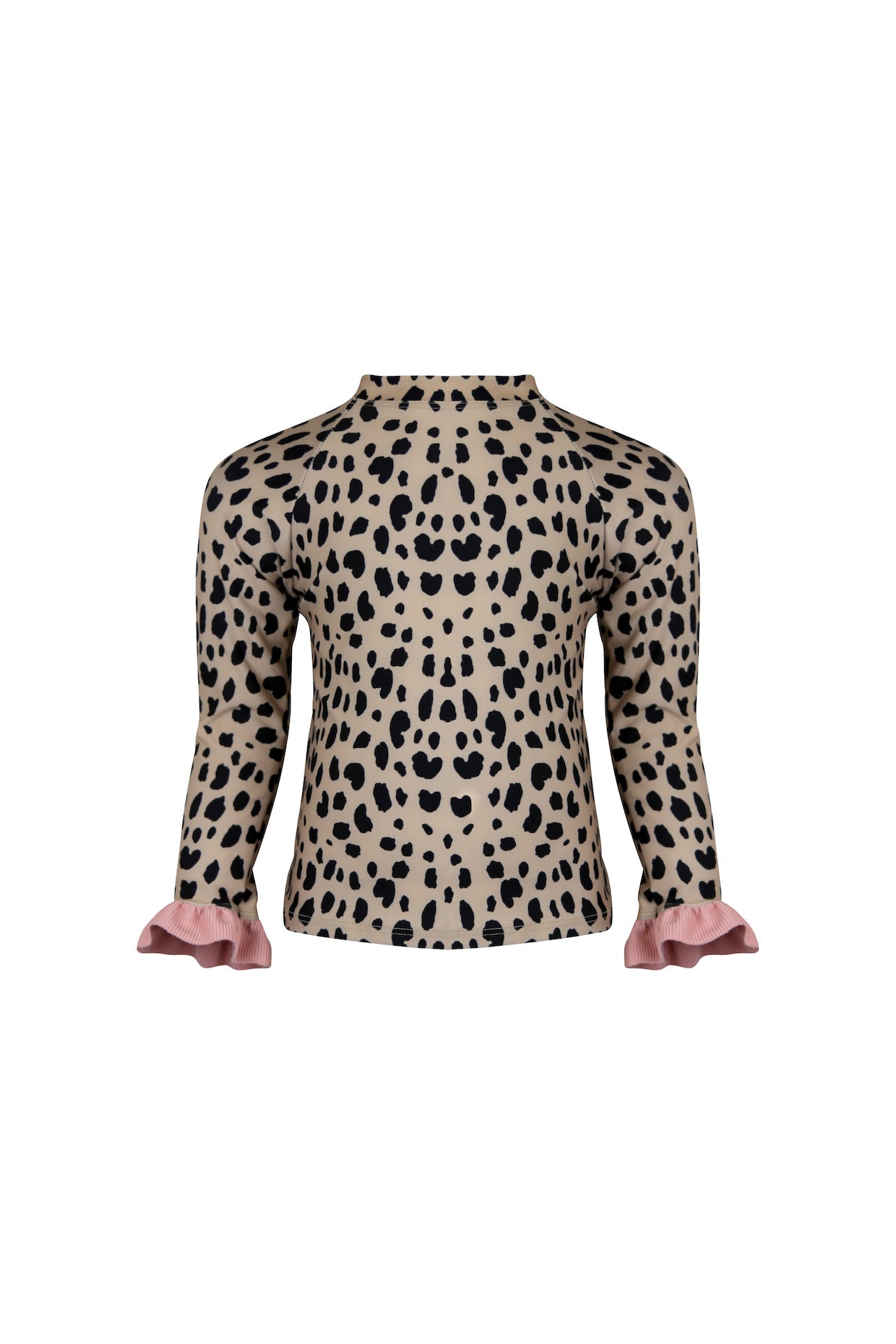 ruffle rashguard (leopard/ribbed blush)