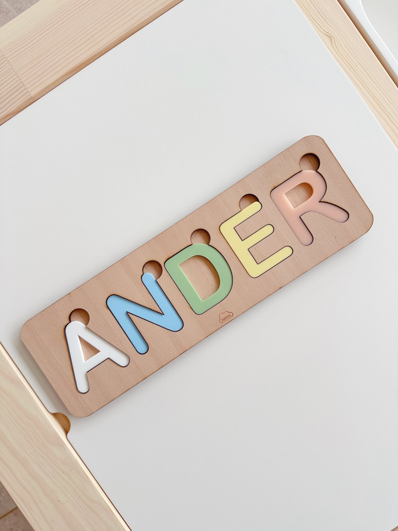 Nombre encajable personalizado de madera