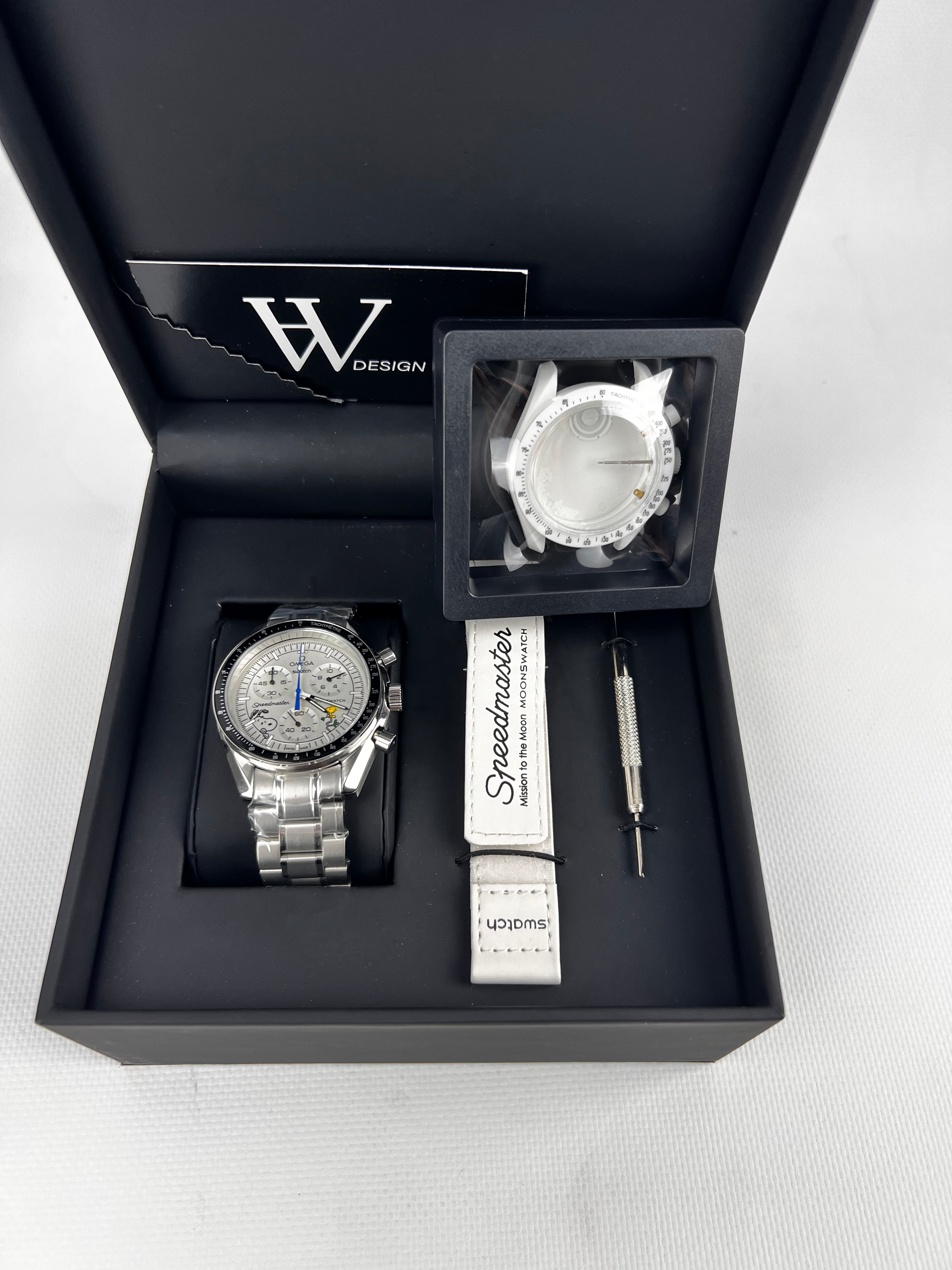 Omega x Swatch Mission to Moon White Snoopy Steel mod by HW Design