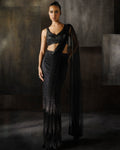 Black Ombré Drape Sari By KYNAH, Luxury Indian Fashion & Bridal Wear