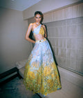 Primordi Ombre Iris Embellished Lehenga With Asymmetrical Iris Blouse By KYNAH, Luxury Indian Fashion & Bridal Wear