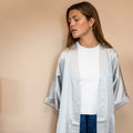 Kimono 100% pure soie - Gris perle