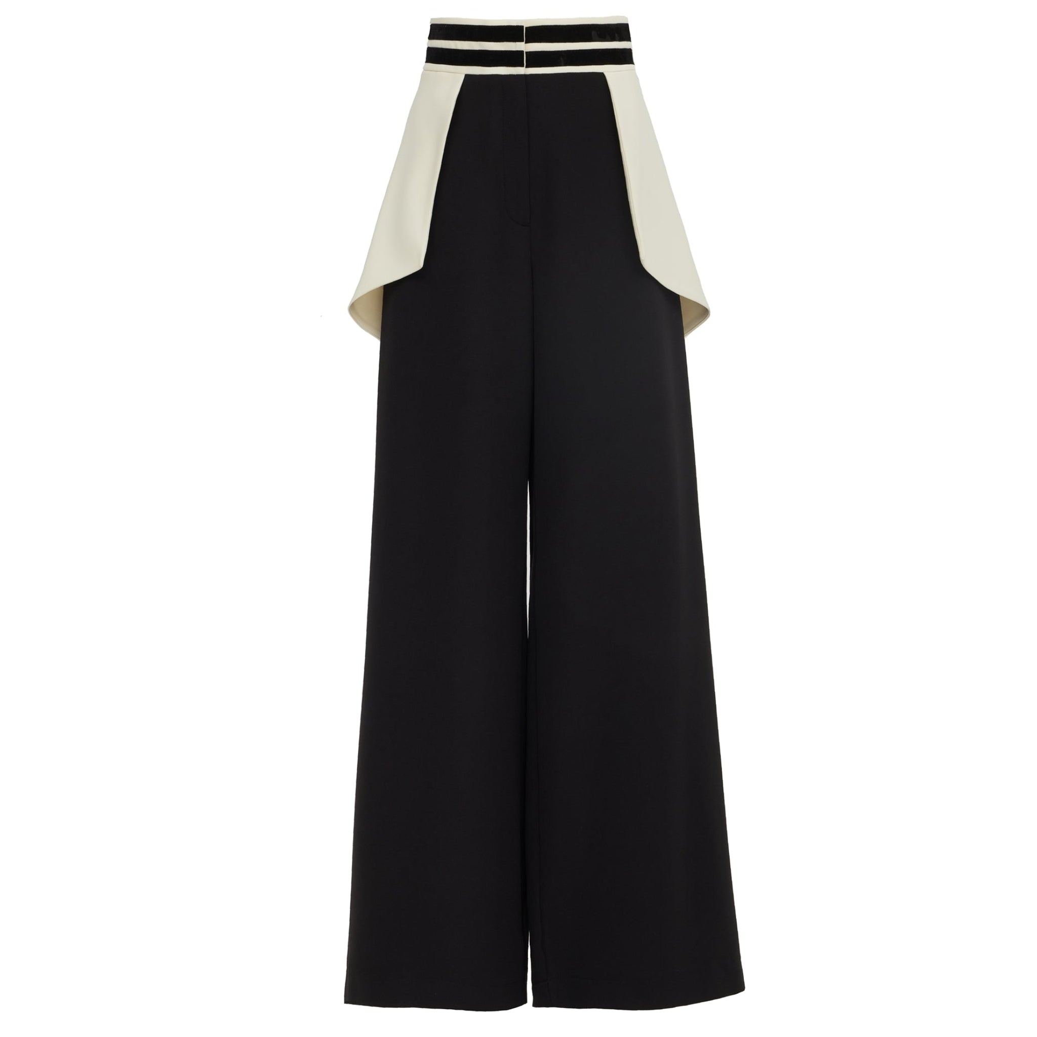Statement Waist Wide-Leg Trousers - Black