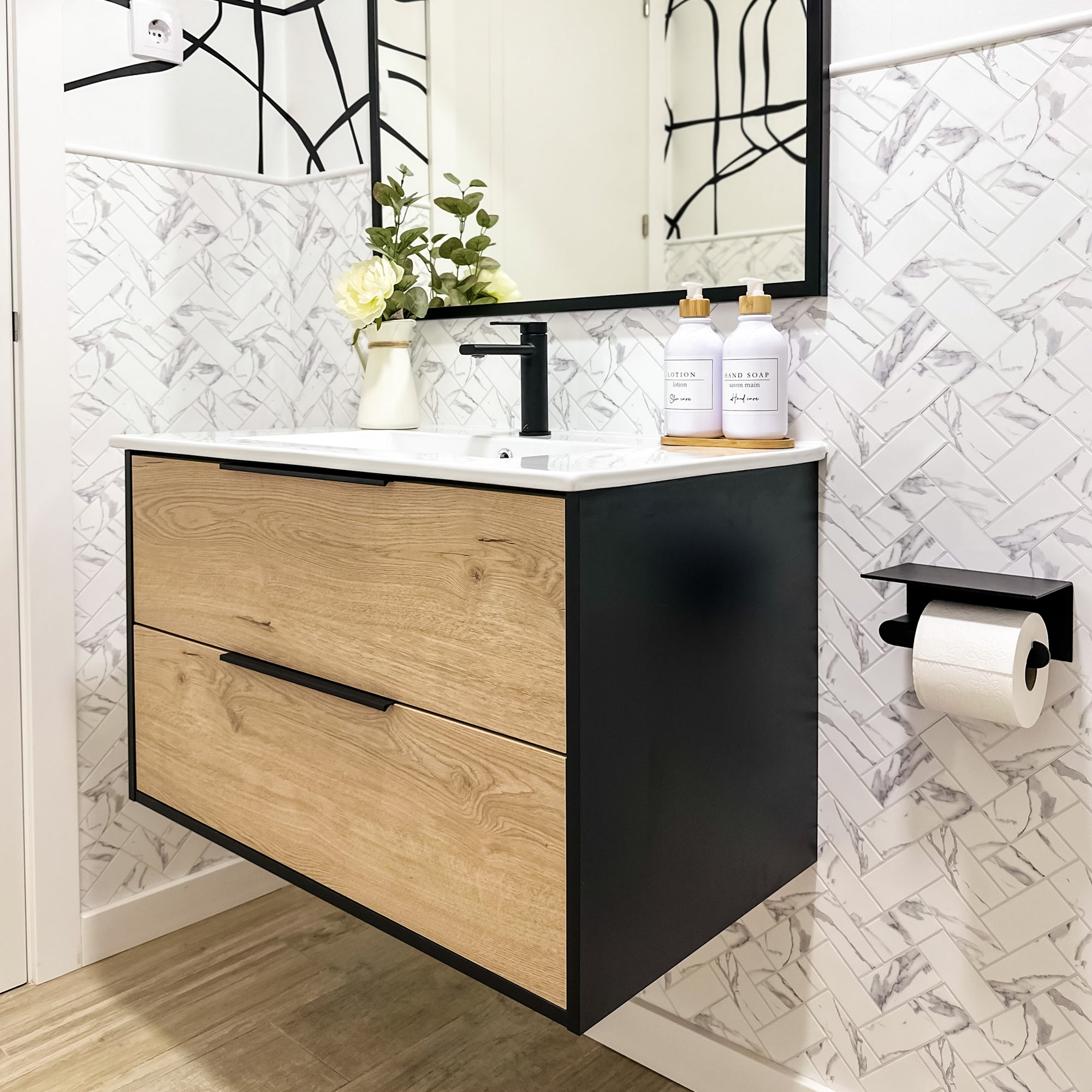 BATHME TWO Mueble de Baño con Lavabo 80 cm Negro