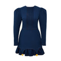 Long Sleeve Ruffled Denim Dress