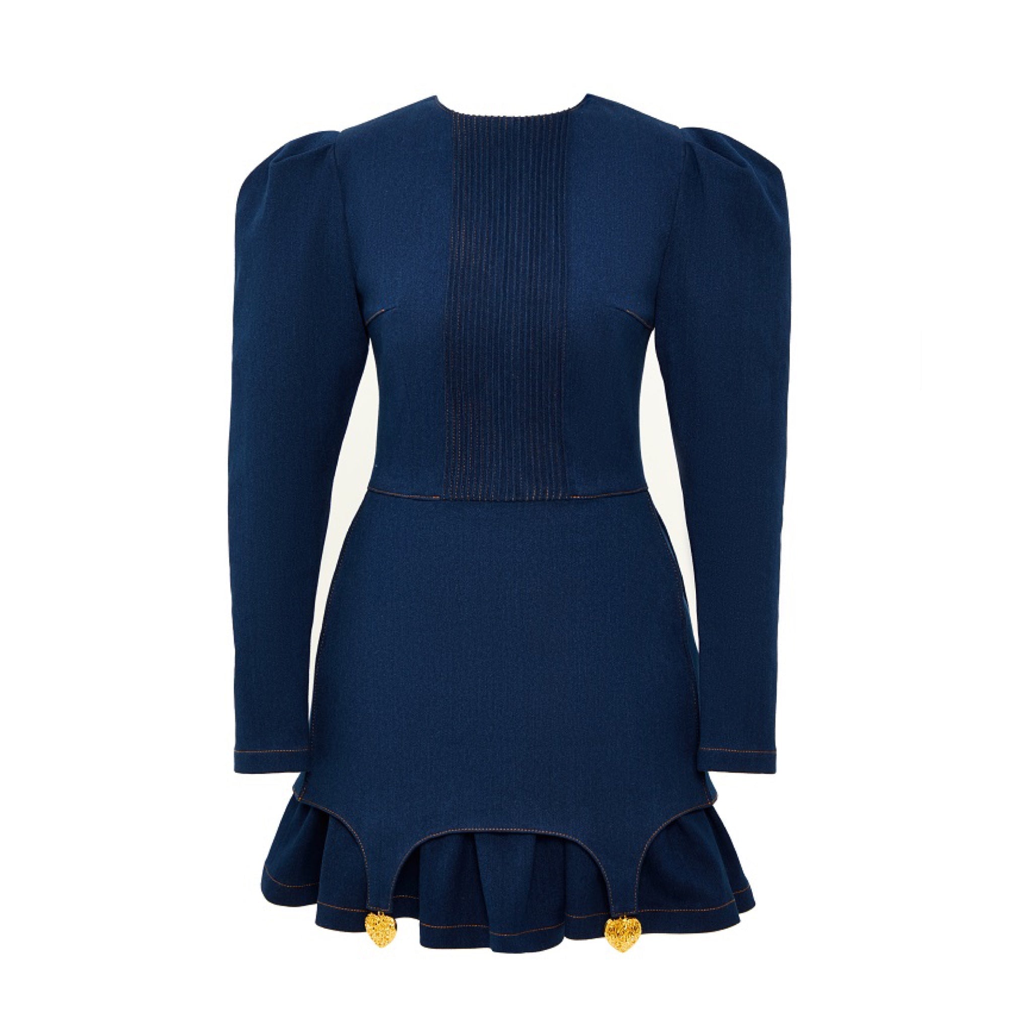Long Sleeve Ruffled Denim Dress