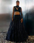 Electric Blue Net Lehenga Set By KYNAH, Luxury Indian Fashion & Bridal Wear