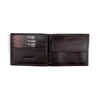 Dark Brown Bifold Leather Wallet with Coin Pocket