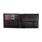 Black Bifold Leather Wallet with Coin Pocket