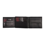 Black Bifold Leather Wallet with Coin Pocket
