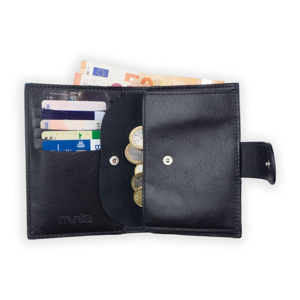 Leather Wallet with Purse Zellige Red