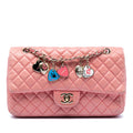 Medium Classic Lambskin Valentines Heart Charms Single Flap