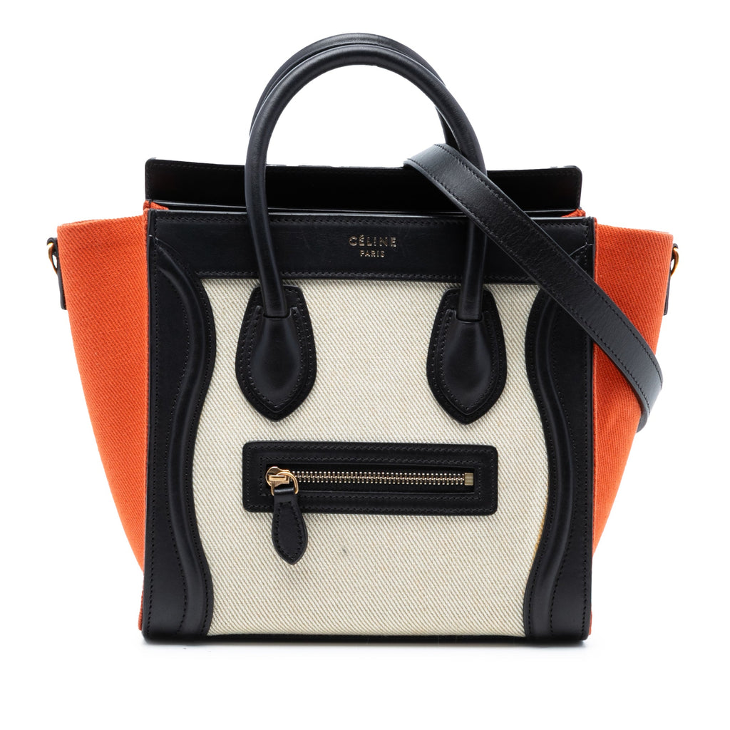 Nano Tricolor Canvas and Leather Luggage Tote