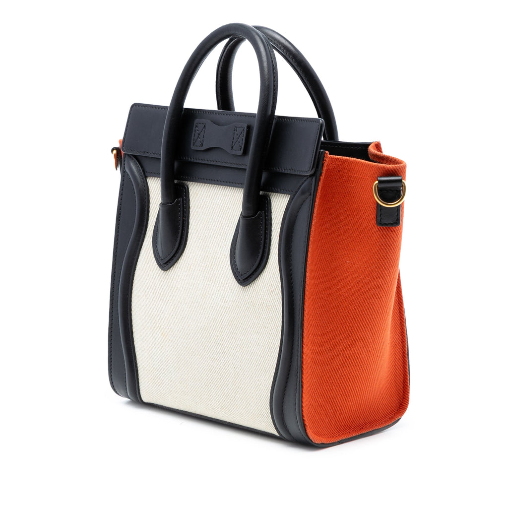 Nano Tricolor Canvas and Leather Luggage Tote