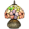 Tiffany-Style Table Lamp with Sculpted Dragonfly Base, Handcrafted Classic Stained Glass Bedside Lamp for Living Room and Bedroom, E27 Socket, Pink