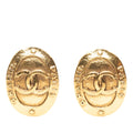 CC Gold Plated Logo Oval Clip On Earrings