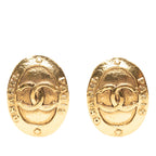 CC Gold Plated Logo Oval Clip On Earrings