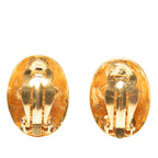 CC Gold Plated Logo Oval Clip On Earrings