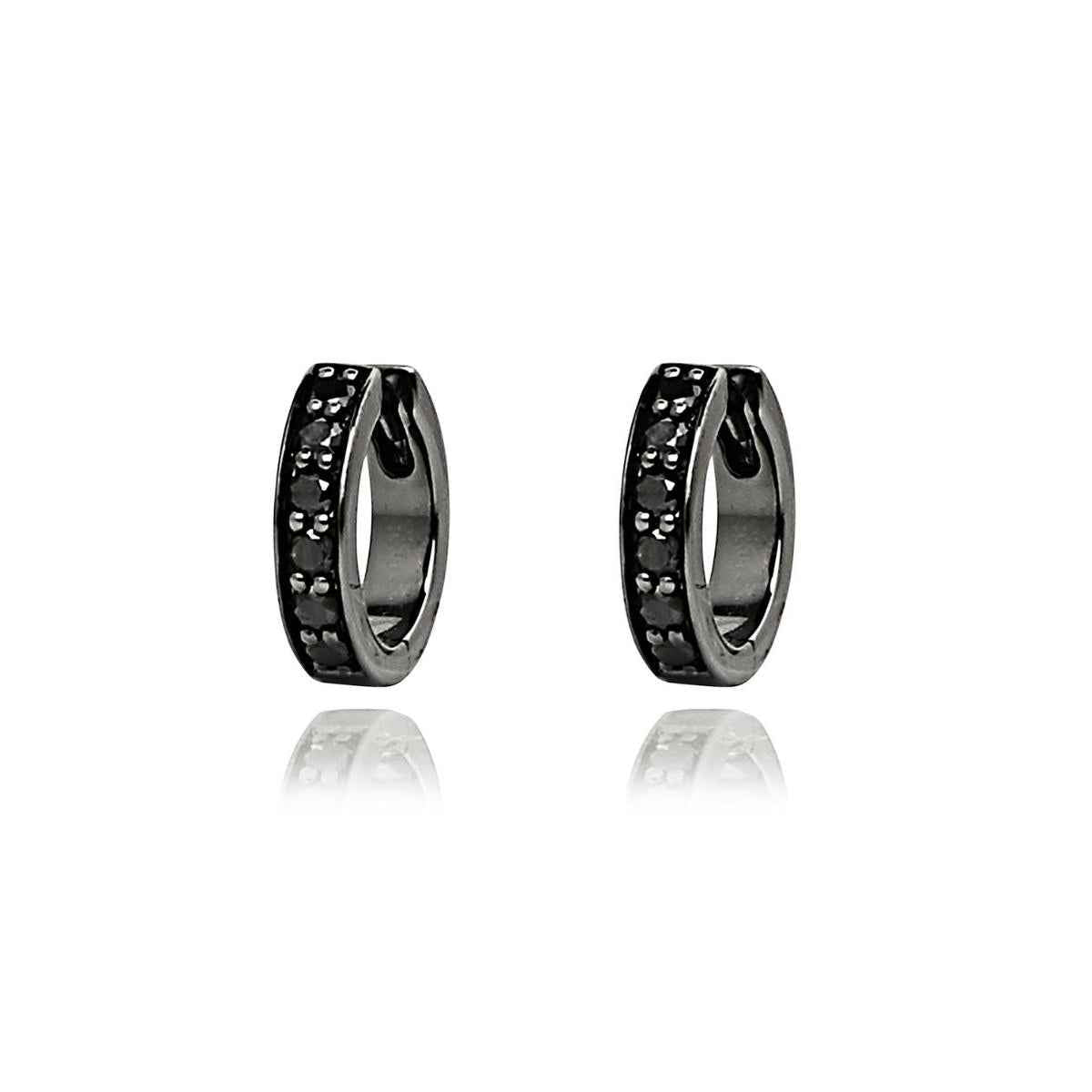 IRINA Black Diamond Huggie Hoop Earrings Pair By ALINKA Fine Jewellery