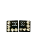 CC Resin Rhinestone Square Clip On Earrings