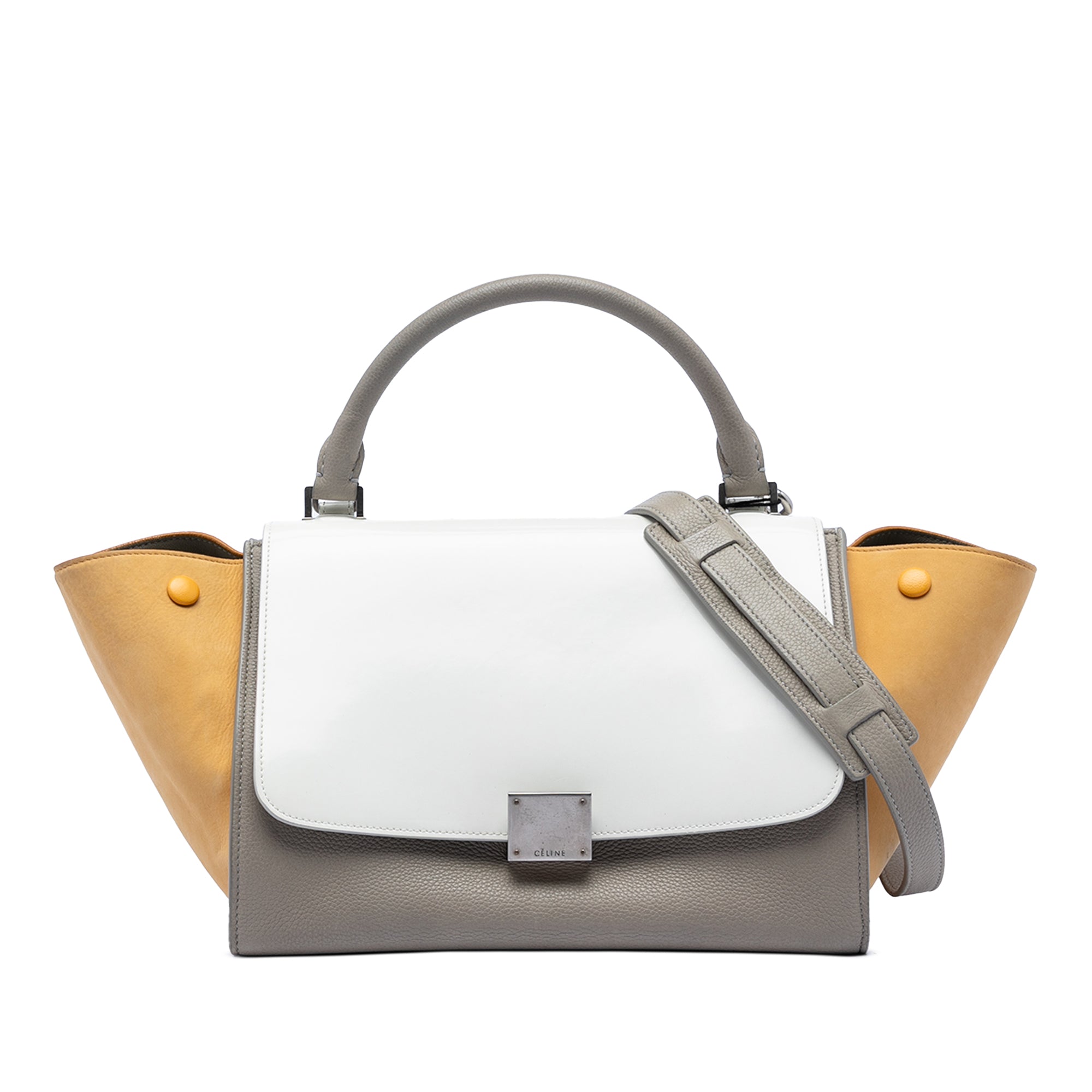 Small Tricolor Leather Trapeze Satchel