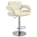 PU Leather Swivel Bar Stool with Extra Large Seat, Armrest and Footrest, Beige