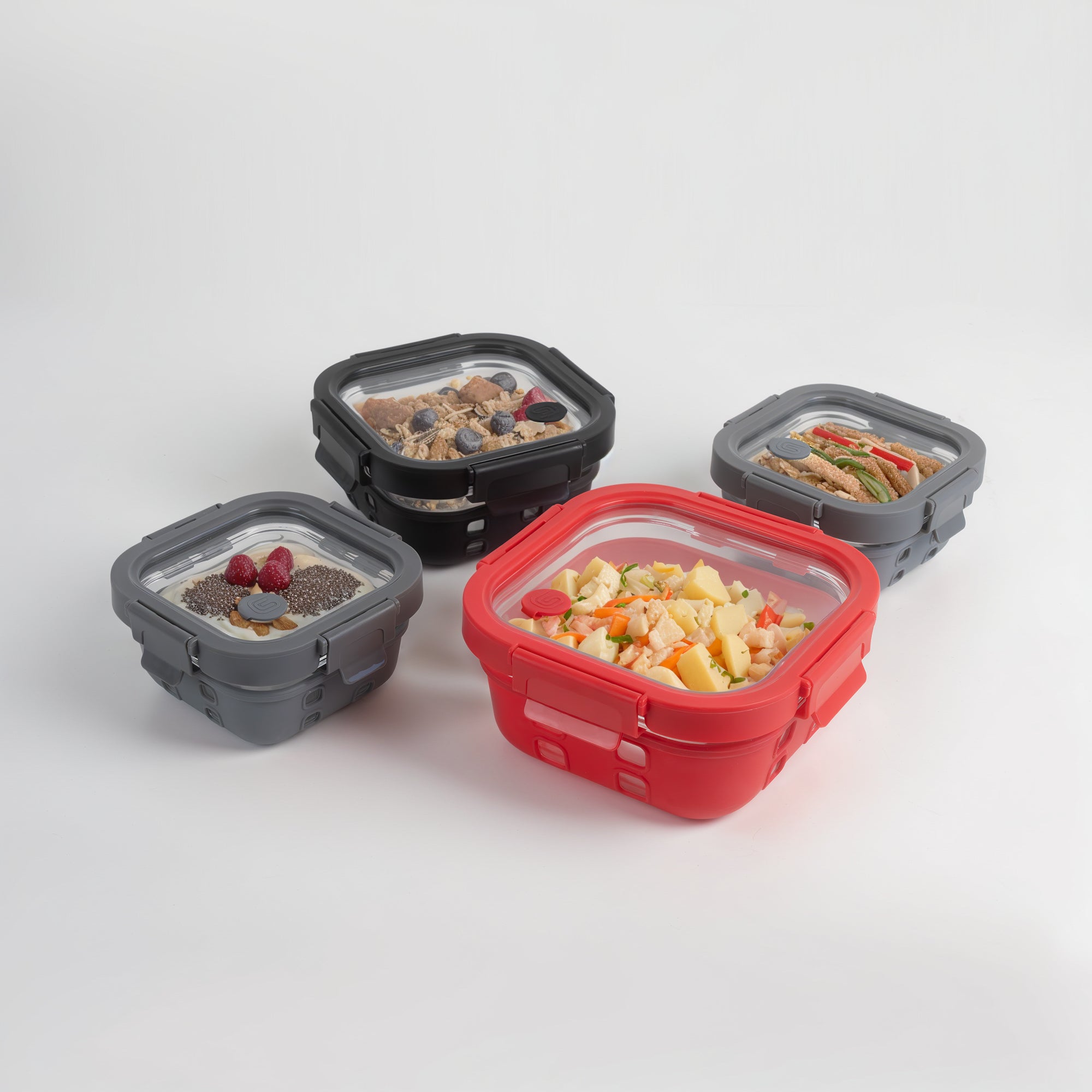 GENICOOK Square Glass Containers + Lids Set