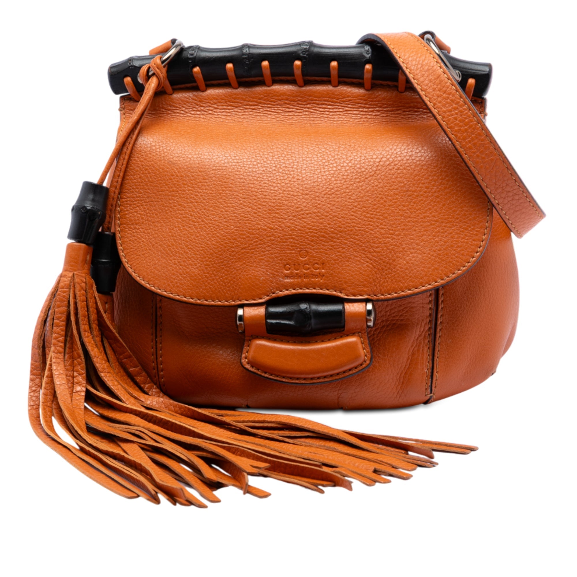 Small Leather Bamboo Nouveau Fringe Crossbody