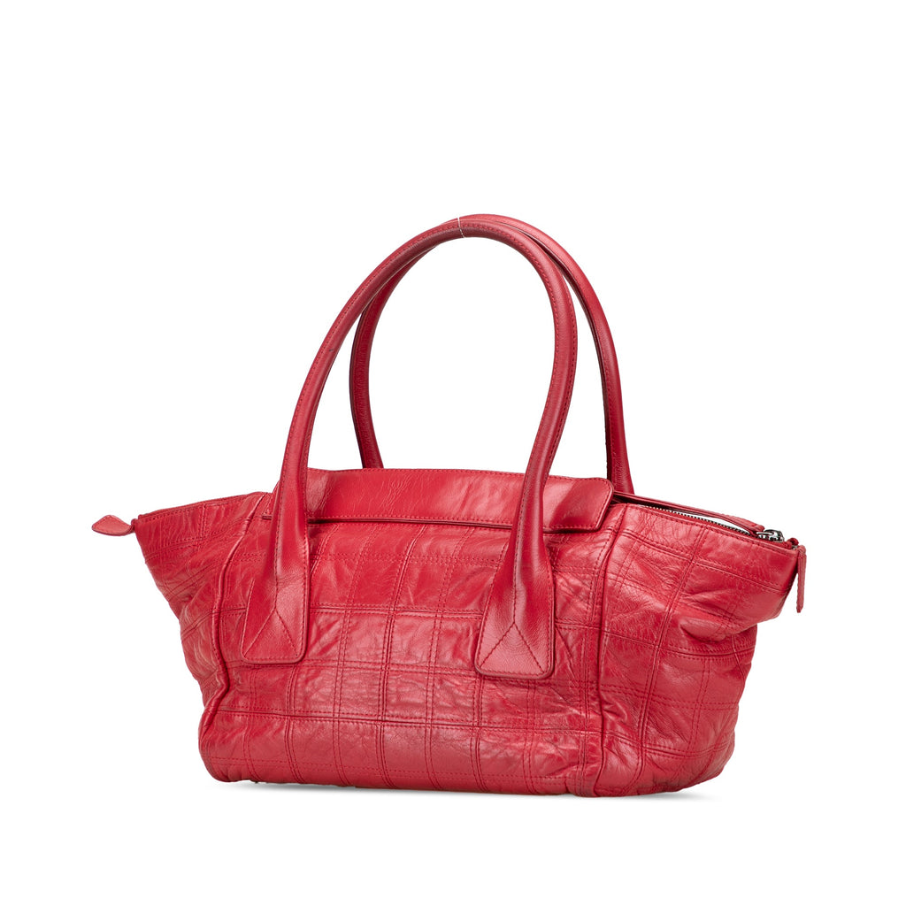 Lambskin Square Stitched Lax Handbag
