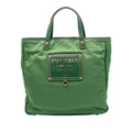Saffiano Trimmed Tessuto Logo Plate Convertible Tote