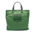 Saffiano Trimmed Tessuto Logo Plate Convertible Tote