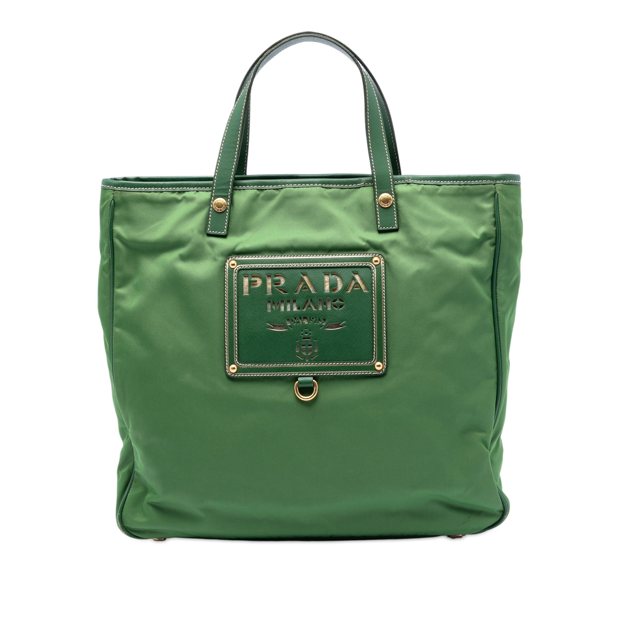 Saffiano Trimmed Tessuto Logo Plate Convertible Tote