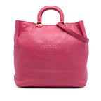 Vitello Daino Embossed Canapa Logo Open Convertible Tote