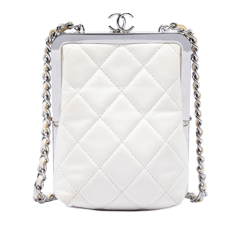 CC Quilted Acrylic and Lambskin Evening Clutch With Chain
