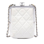 CC Quilted Acrylic and Lambskin Evening Clutch With Chain
