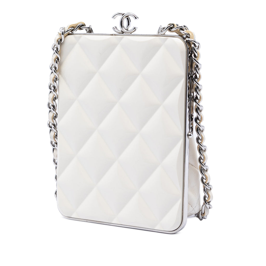 CC Quilted Acrylic and Lambskin Evening Clutch With Chain