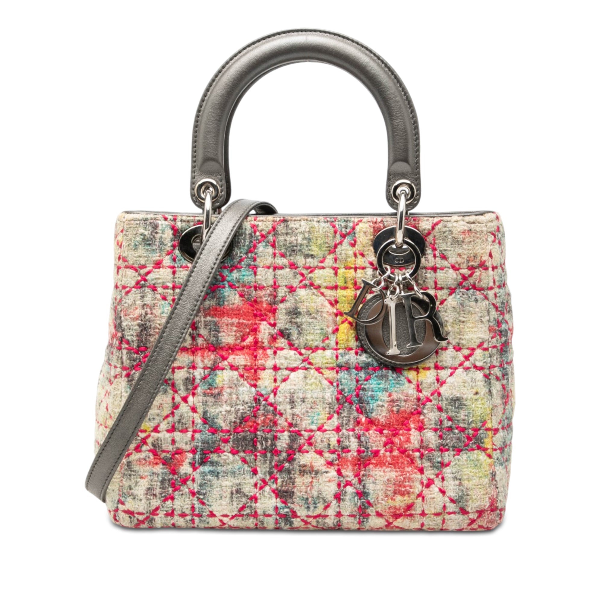 Medium Multicolor Tweed Cannage Lady Dior