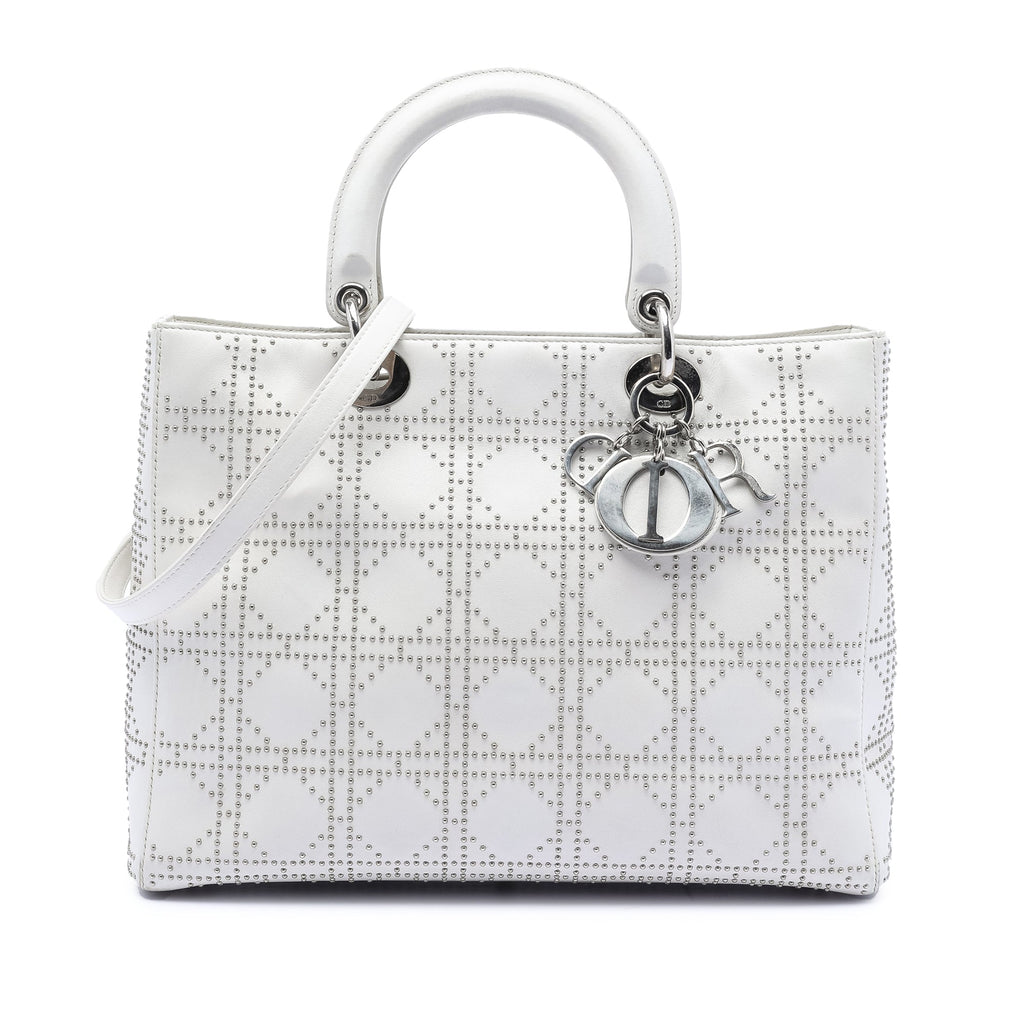Large Calfskin Cannage Studded Lady Dior