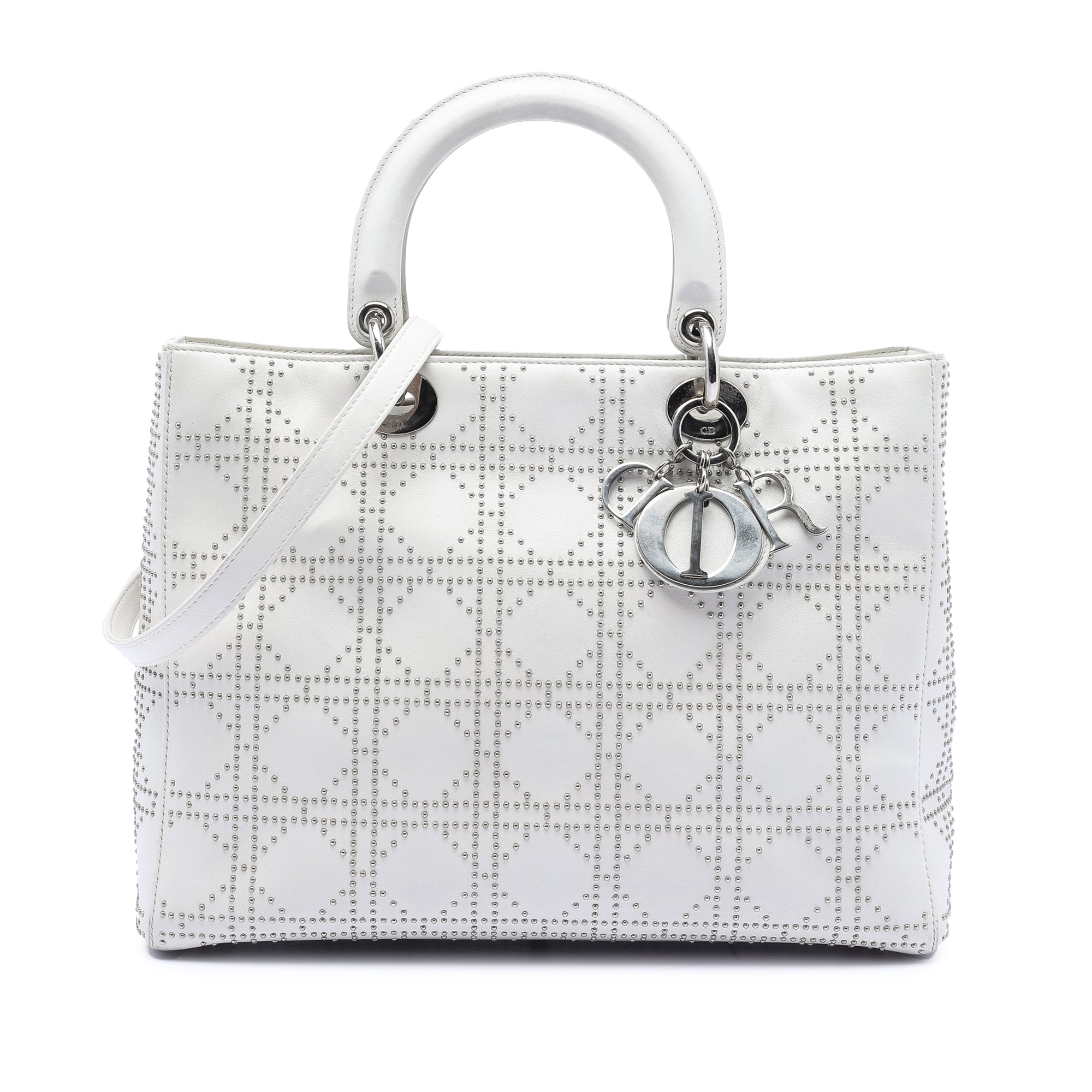 Large Calfskin Cannage Studded Lady Dior