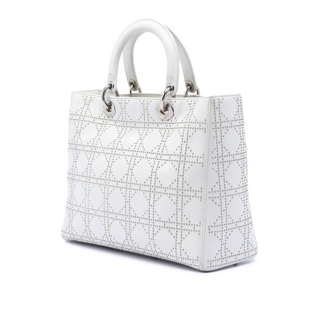 Large Calfskin Cannage Studded Lady Dior
