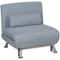 Linen Single Chair Bed, 3-in-1 Convertible Sleeper Chair with Adjustable Backrest, Grey