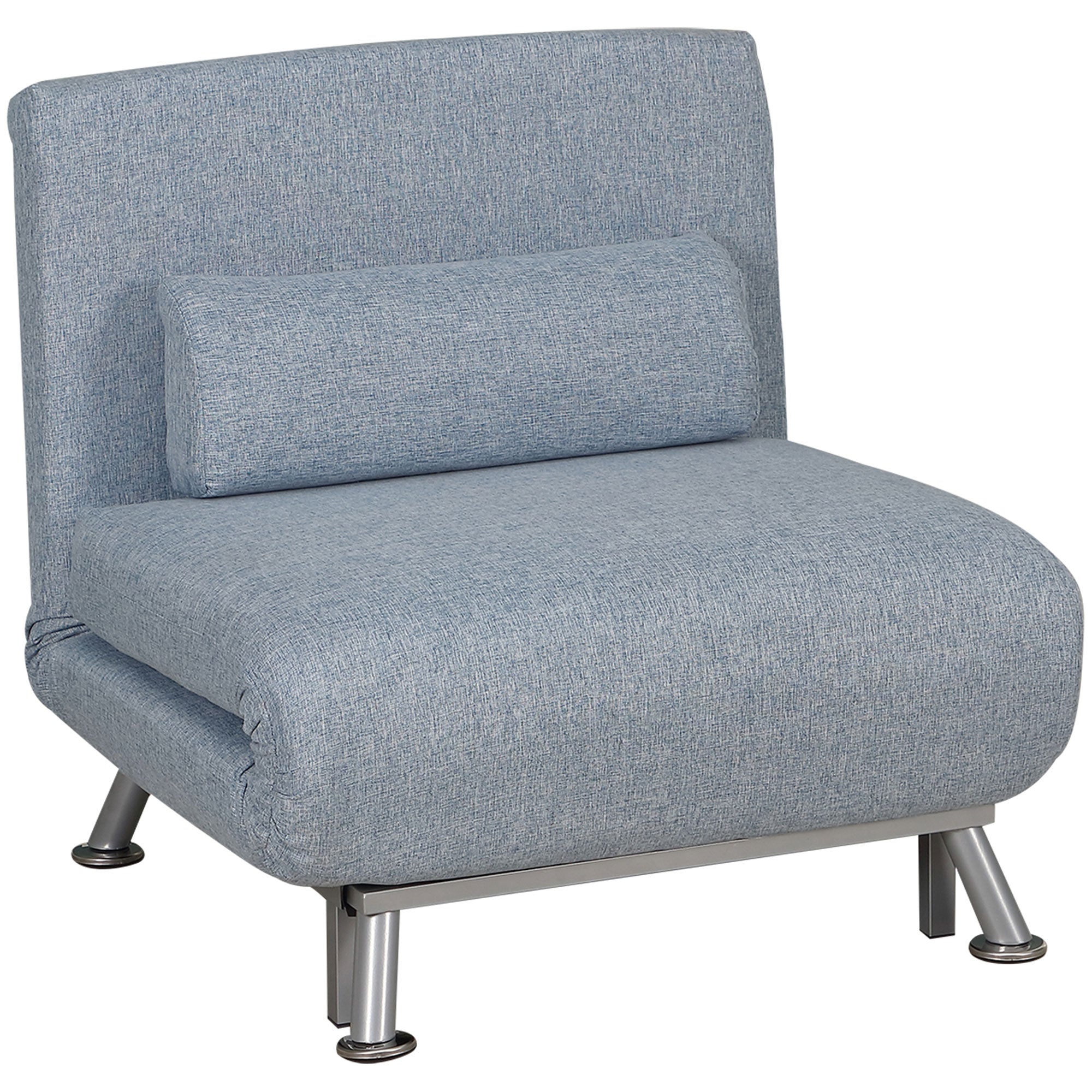 Linen Single Chair Bed, 3-in-1 Convertible Sleeper Chair with Adjustable Backrest, Grey