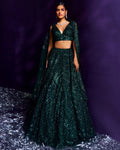 Emerald Green Net Lehenga Set By KYNAH, Luxury Indian Fashion & Bridal Wear