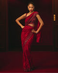 Crimson Dominion Sari Set By KYNAH, Luxury Indian Fashion & Bridal Wear