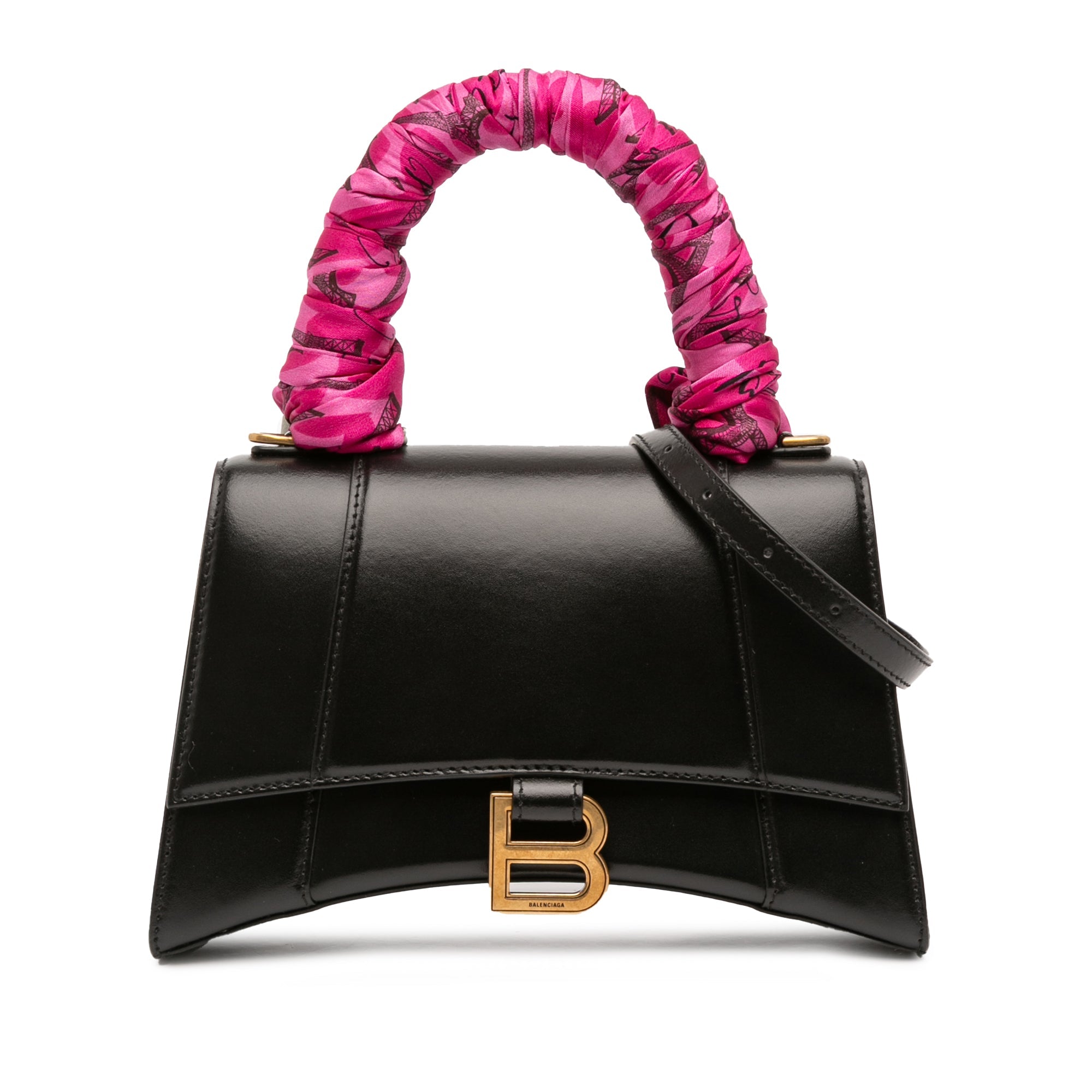 Small Shiny Box Calfskin Hourglass Top Handle Bag