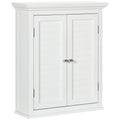 Bathroom Wall Cabinet, Over Toilet Storage Cabinet w/ 2-Tier Cabinet & Adjustable Shelf, White