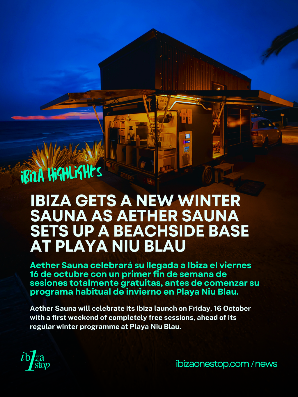 Aether Sauna Brings Winter Wellness to Ibiza With New Beachside Base at Playa Niu Blau, With Free Sessions on Its First Weekend
